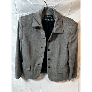 Lauren Ralph Lauren Blazer Womens 14P Gray Black Plaid Work Corporate Office